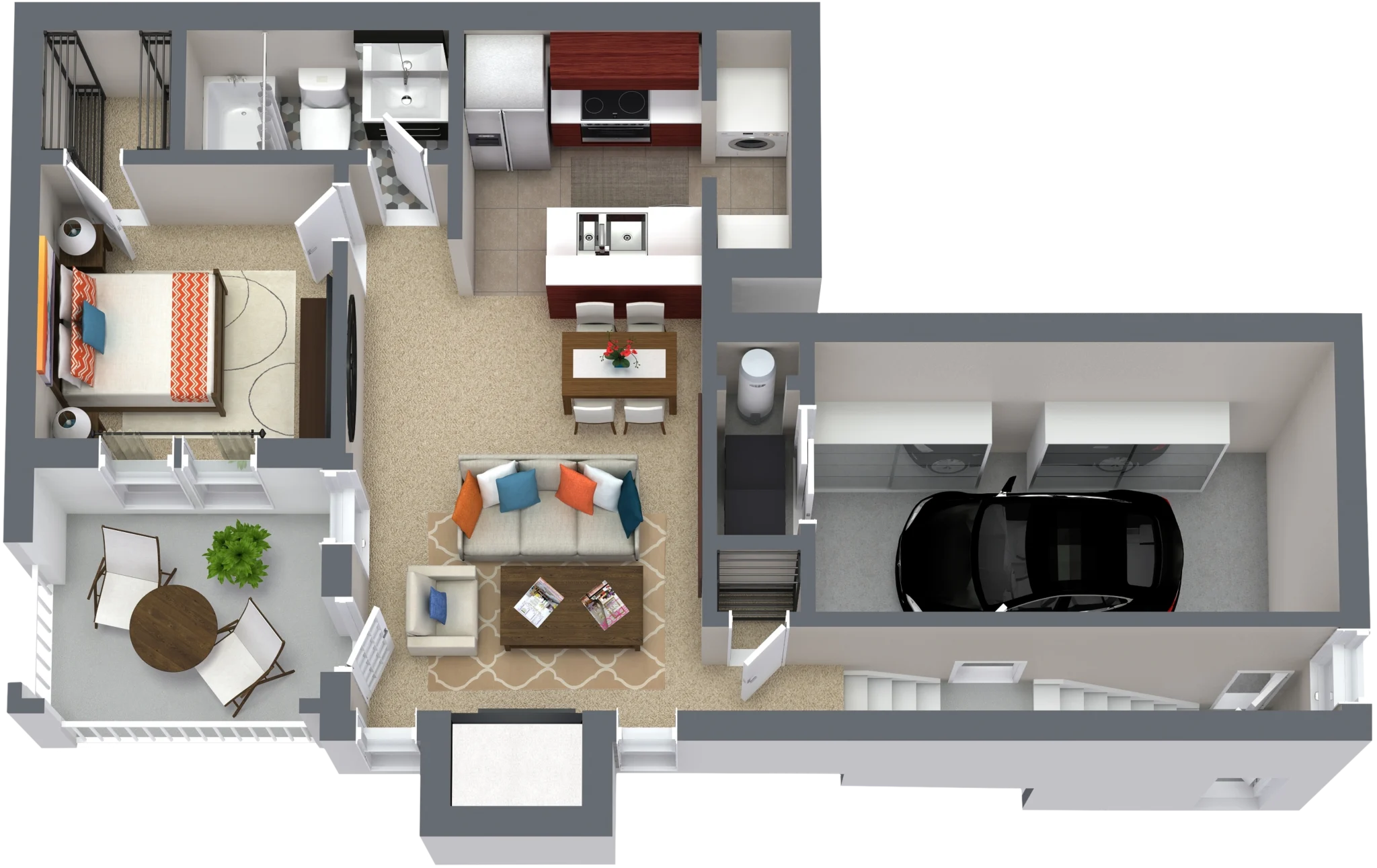 Plan A2 one bedroom apartment floor plan at Western Station Apartments