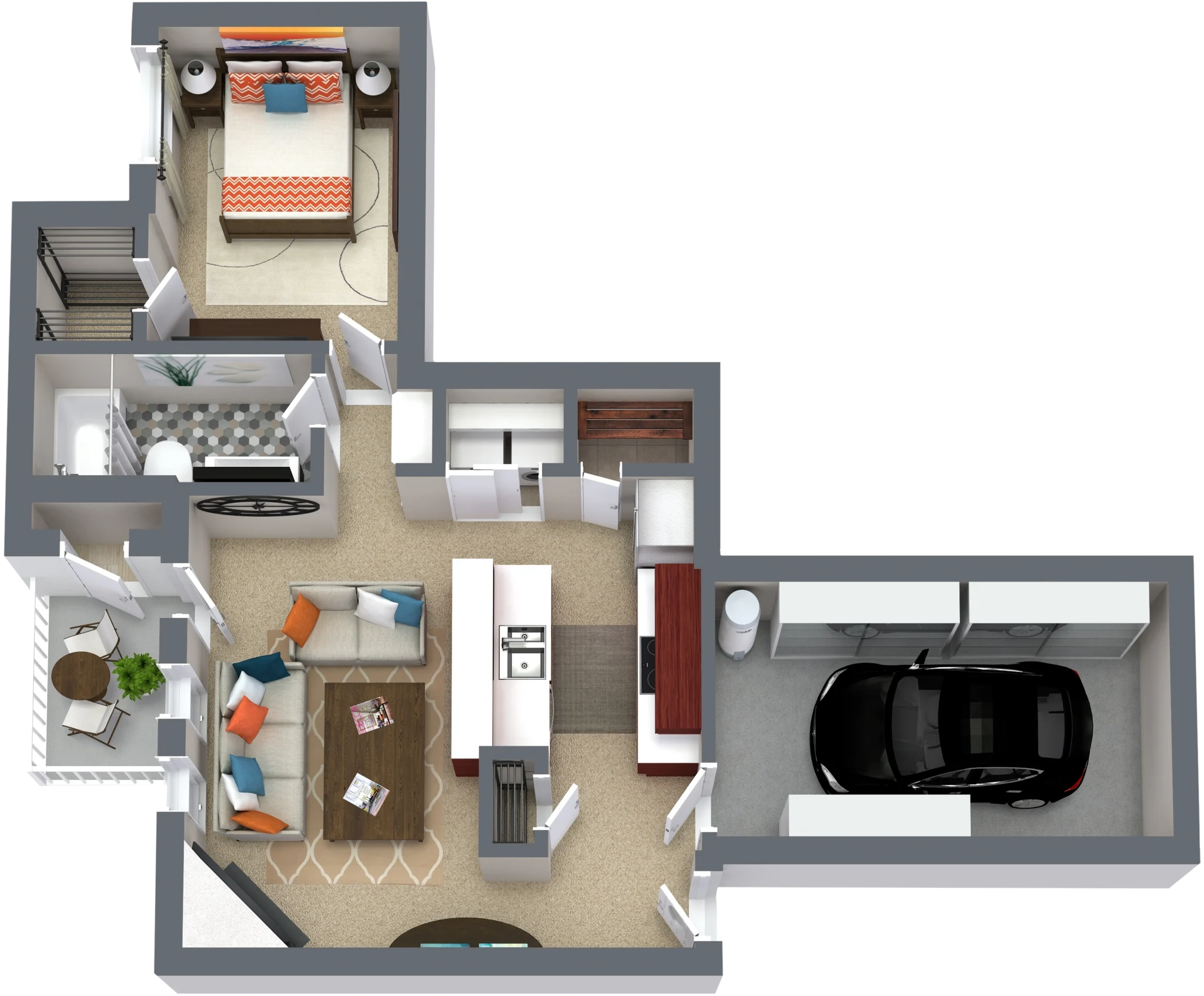 Plan A3 one bedroom apartment floor plan at Western Station Apartments