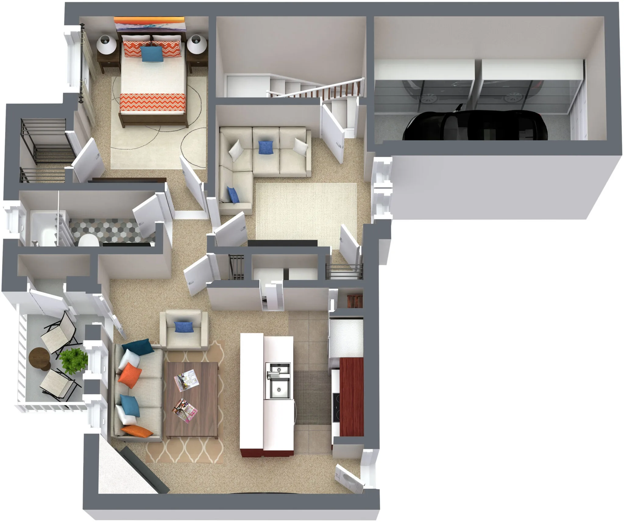 Plan A4 one bedroom apartment with den floor plan at Western Station Apartments