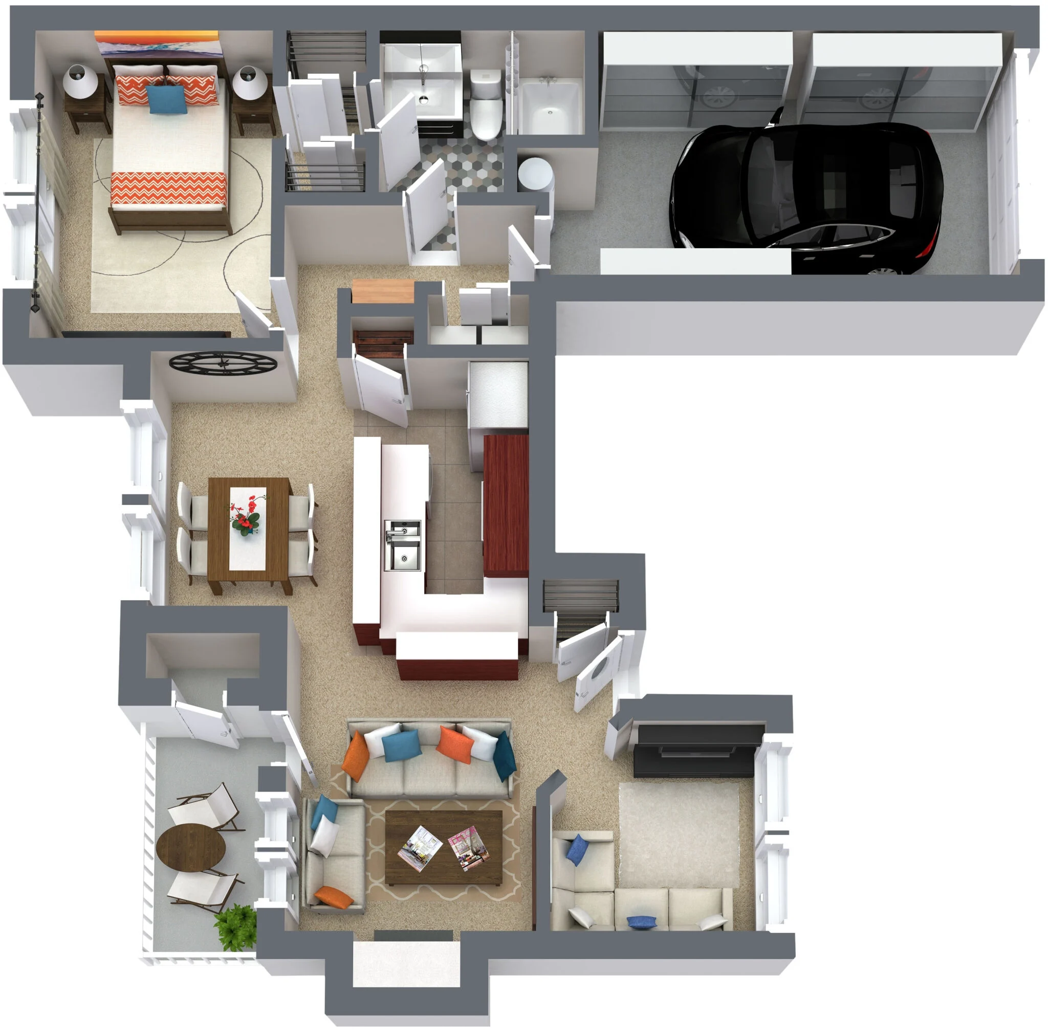 Plan A5 one bedroom apartment with den floor plan at Western Station Apartments