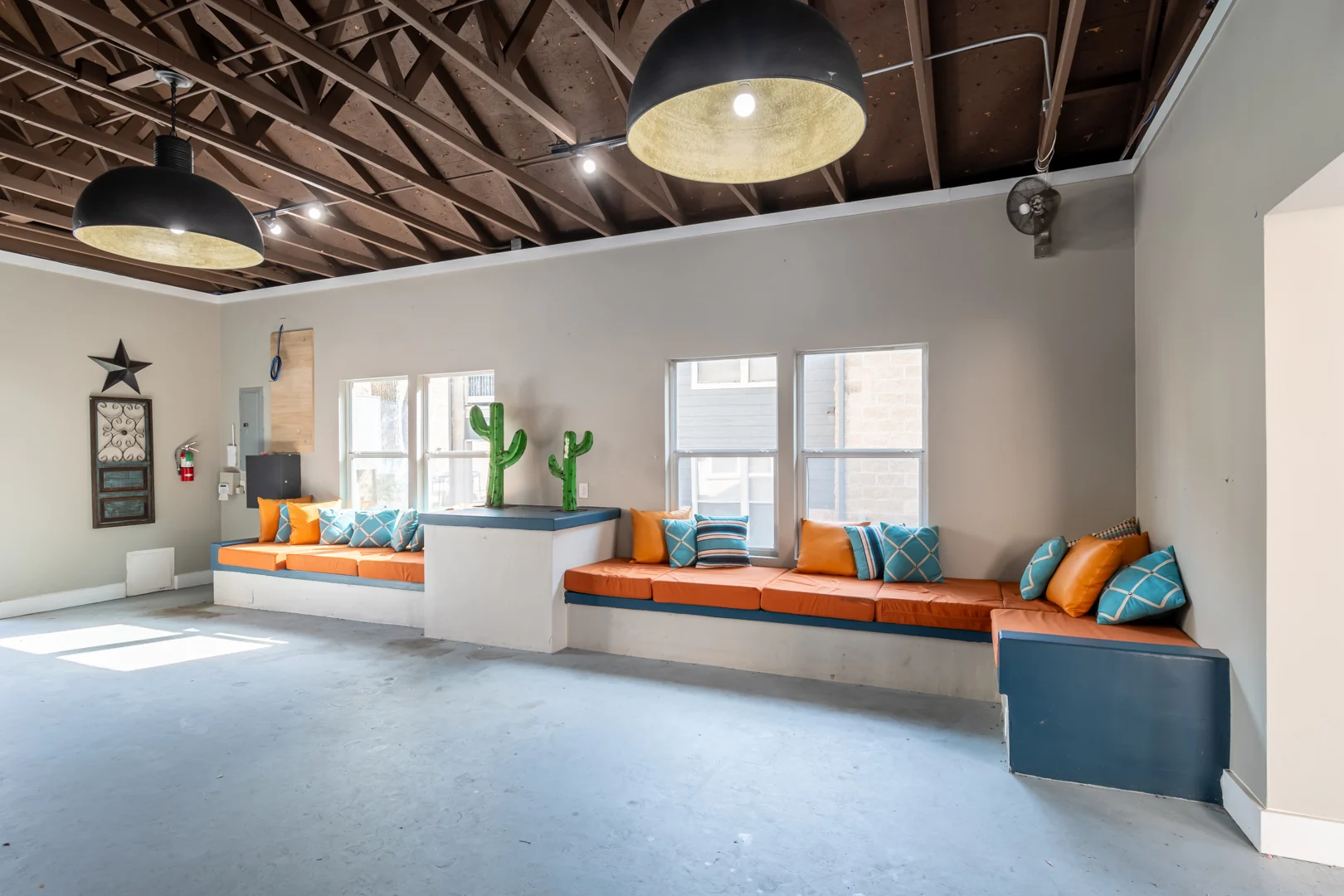 Clubhouse lounge and shared resident space at Western Station at Fossil Creek in Fort Worth, Texas